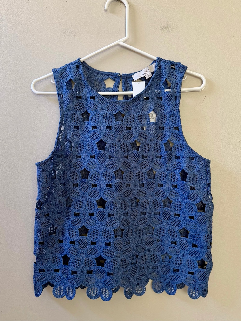 LOFT Daisy Cobalt Crochet Tank Top,Sz XS